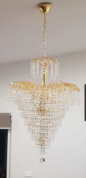 Gold waterfall crystal chandelier