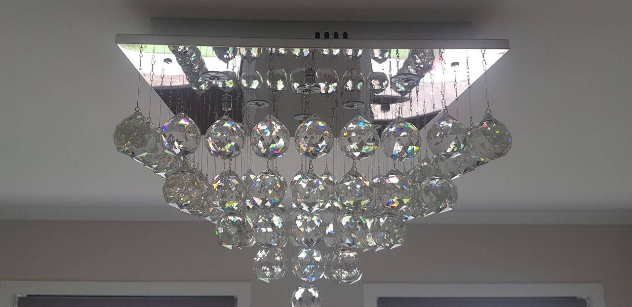 Square chrome crystal ball chandelier