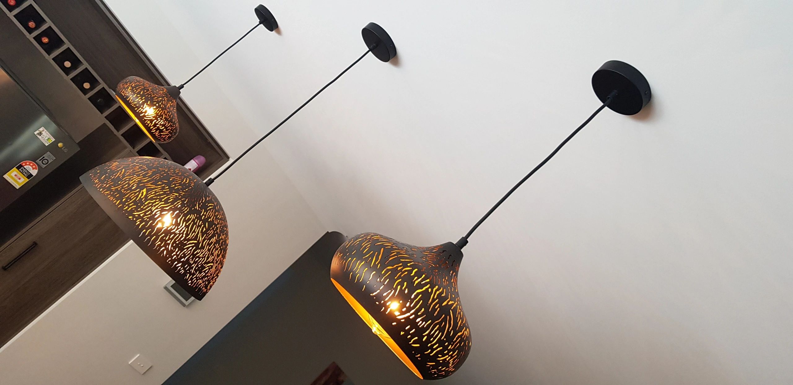 Decorative pendants in kitchen context